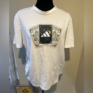 White tarot card Adidas tee shirt size large, unisex